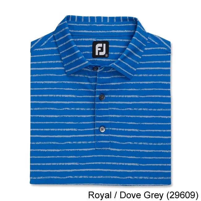 Footjoy Chalk Line Print Stretch Pique Self Collar